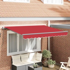 Toldo Retráctil Rojo 350 x 200 cm Poliéster y Aluminio