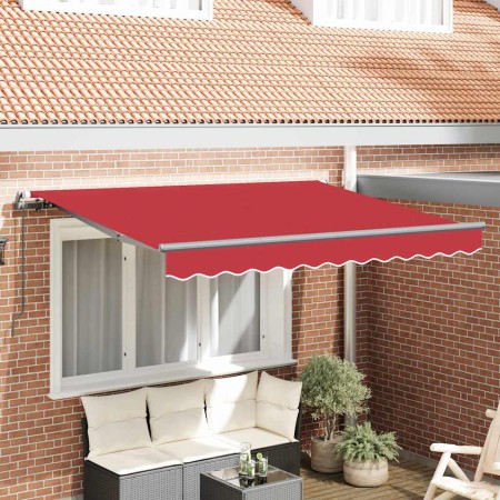 Toldo Retráctil Rojo 350 x 200 cm Poliéster y Aluminio
