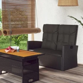 Reclining garden bench and black synthetic rattan cushions 118 cm by vidaXL, garden benches - Ref: Foro24-362185, Price: 151,...