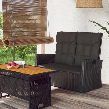 Liegende Gartenbank und schwarze synthetische Rattankissen 118 cm von vidaXL, Gartenbänke - Ref: Foro24-362185, Preis: 190,35...
