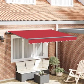 Toldo Retráctil Rojo 350 x 200 cm Poliéster y Aluminio