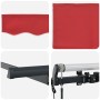 Toldo Retráctil Rojo 350 x 200 cm Poliéster y Aluminio