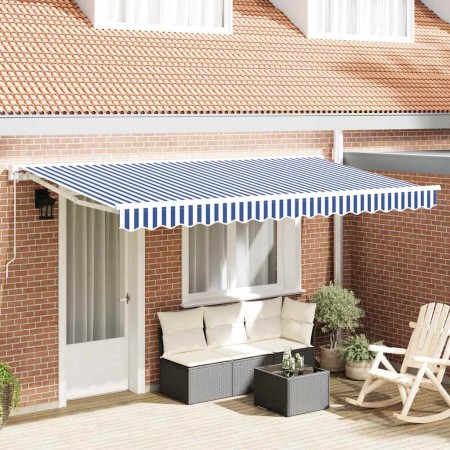 Toldo Retráctil Manual Azul y 400x200 cm tela