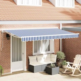 Toldo Retráctil Manual Azul y 400x200 cm tela