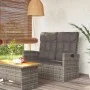 Banco jardín reclinable y cojines ratán sintético gris 118 cm de vidaXL, Bancos de jardín - Ref: Foro24-362186, Precio: 220,2...