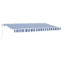 Toldo Retráctil Azul y Blanco 400 x 200 cm Poliéster y Aluminio