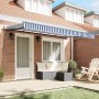 Toldo Retráctil Azul y Blanco 400 x 200 cm Poliéster y Aluminio