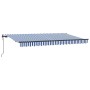 Toldo Retráctil Azul y Blanco 400 x 200 cm Poliéster y Aluminio