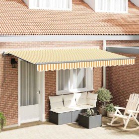 Toldo Retráctil Amarillo y blanco 400 x 200 cm Toldo Retráctil Amarillo y blanco 400 x 200 cm