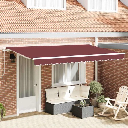 Toldo Retráctil Burdeos 400 x 200 cm Poliéster y Aluminio
