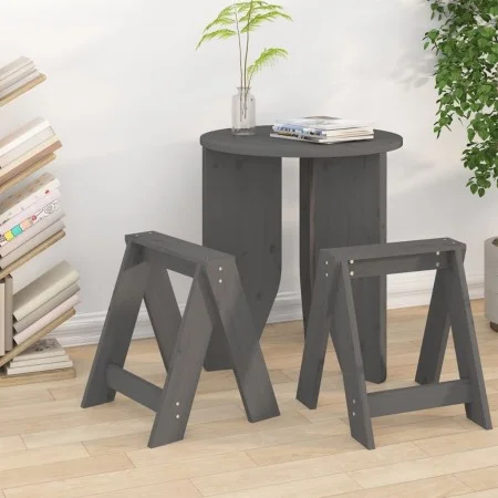 Stools 2 units solid gray pine wood 40x40x45 cm by vidaXL, Folding stools and chairs - Ref: Foro24-823661, Price: 44,01 €, Di...