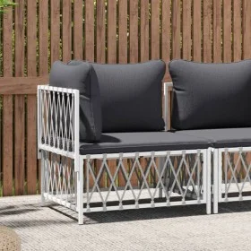 Corner garden sofa with white woven fabric cushions by vidaXL, Modular outdoor sofas - Ref: Foro24-364138, Price: 61,30 €, Di...
