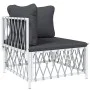 Garten-Ecksofa mit gewebten Stoffkissen weiß von vidaXL, Modulare Sofas für den Außenbereich - Ref: Foro24-364138, Preis: 61,...
