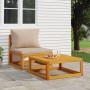 2-teilige Gartensofas mit Kissen aus massivem Akazienholz von vidaXL, Modulare Sofas für den Außenbereich - Ref: Foro24-36000...