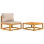 2-teilige Gartensofas mit Kissen aus massivem Akazienholz von vidaXL, Modulare Sofas für den Außenbereich - Ref: Foro24-36000...