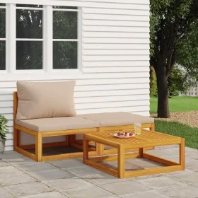 3-piece garden furniture set with acacia wood cushions by vidaXL, Modular outdoor sofas - Ref: Foro24-360001, Price: 242,24 €...