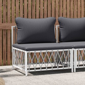 Central garden sofa with white woven fabric cushions by vidaXL, Modular outdoor sofas - Ref: Foro24-364139, Price: 69,24 €, D...