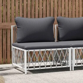 Central garden sofa with white woven fabric cushions by vidaXL, Modular outdoor sofas - Ref: Foro24-364139, Price: 72,56 €, D...