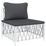 Central garden sofa with white woven fabric cushions by vidaXL, Modular outdoor sofas - Ref: Foro24-364139, Price: 72,56 €, D...