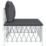 Central garden sofa with white woven fabric cushions by vidaXL, Modular outdoor sofas - Ref: Foro24-364139, Price: 72,56 €, D...