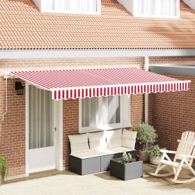 Toldo Retráctil Rojo y Blanco 400 x 200 cm Poliéster y Aluminio