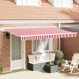 Toldo Retráctil Rojo y Blanco 400 x 200 cm Poliéster y Aluminio