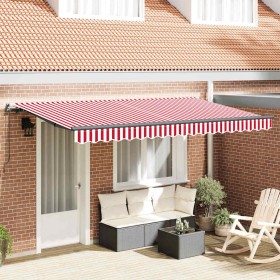 Toldo Retráctil Rojo y Blanco 400 x 200 cm Poliéster y Aluminio