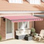 Toldo Retráctil Rojo y Blanco 400 x 200 cm Poliéster y Aluminio