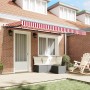 Toldo Retráctil Rojo y Blanco 400 x 200 cm Poliéster y Aluminio