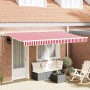 Toldo Retráctil Rojo y Blanco 400 x 200 cm Poliéster y Aluminio