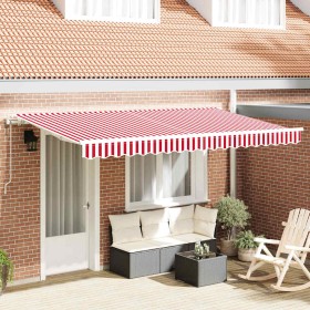 Toldo Retráctil Rojo y Blanco 400 x 200 cm Poliéster y Aluminio