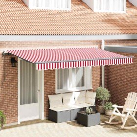 Toldo Retráctil Rojo y Blanco 400 x 200 cm Poliéster y Aluminio Toldo Retráctil Rojo y Blanco 400 x 200 cm Poliéster y Aluminio
