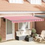 Toldo Retráctil Rojo y Blanco 400 x 200 cm Poliéster y Aluminio