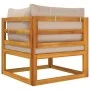 Ecksofa modulares Sofa aus Akazienholz Kissen taupegrau von vidaXL, Modulare Sofas für den Außenbereich - Ref: Foro24-360004,...