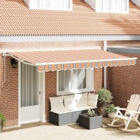 Toldo Retráctil Manual Rayas Multicolor 400x200 cm tela