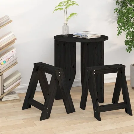 Stools 2 units solid black pine wood 40x40x45 cm by vidaXL, Folding stools and chairs - Ref: Foro24-823663, Price: 31,44 €, D...