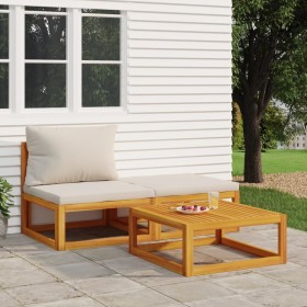 3-piece garden furniture set with acacia wood cushions by vidaXL, Modular outdoor sofas - Ref: Foro24-360009, Price: 262,00 €...