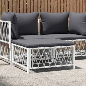 Garden stool with white woven fabric cushion by vidaXL, Modular outdoor sofas - Ref: Foro24-364140, Price: 32,84 €, Discount: %