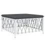 Gartenhocker mit weißem Kissen aus gewebtem Stoff von vidaXL, Modulare Sofas für den Außenbereich - Ref: Foro24-364140, Preis...