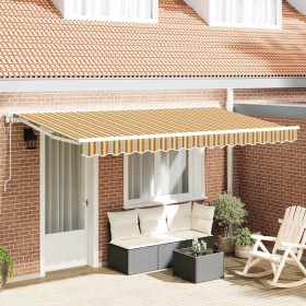 Toldo Retráctil Manual Rayas Multicolor 400x200 cm tela