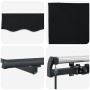 Toldo Retráctil Negro 400 x 200 cm Poliéster y Aluminio