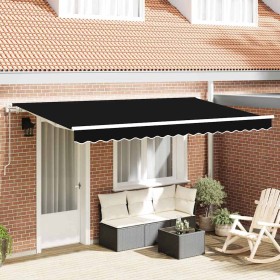 Toldo Retráctil Negro 400 x 200 cm Poliéster y Aluminio