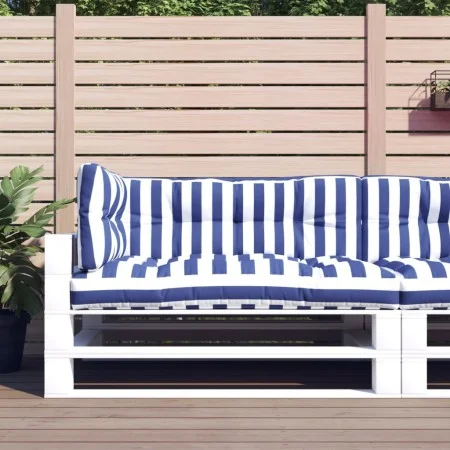 Cojines para palés 3 piezas tela a rayas azul y blanco by vidaXL, Cushions for chairs and sofas - Ref: Foro24-360770, Price: ...