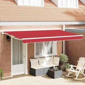 Toldo Retráctil Manual Rojo 400x200 cm tela Toldo Retráctil Manual Rojo 400x200 cm tela