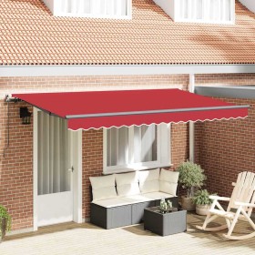 Toldo Retráctil Rojo 400 x 200 cm Poliéster y Aluminio