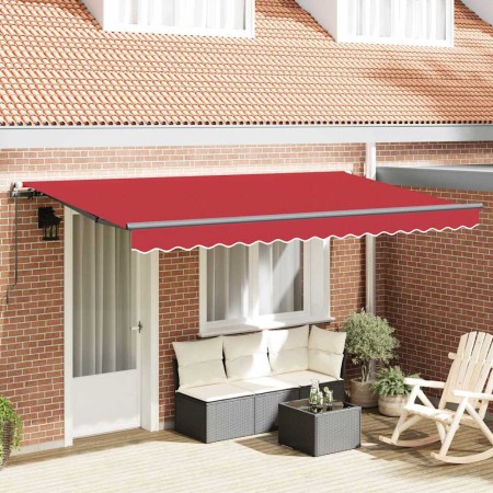 Toldo Retráctil Rojo 400 x 200 cm Poliéster y Aluminio