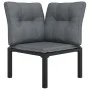 Eckgartensessel mit schwarzen und grauen synthetischen Rattankissen von vidaXL, Modulare Sofas für den Außenbereich - Ref: Fo...