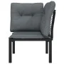 Eckgartensessel mit schwarzen und grauen synthetischen Rattankissen von vidaXL, Modulare Sofas für den Außenbereich - Ref: Fo...