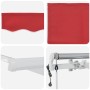 Toldo Retráctil Rojo 400 x 200 cm Poliéster y Aluminio