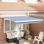 Toldo Retráctil Manual Azul y 300 x 250 cm Tela, Metal